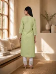 bhavini-light-green-white-embroidered-kurta-front-pose-indoor-lounge-casualwear