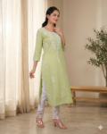 bhavini-light-green-white-embroidered-kurta-front-pose-indoor-lounge-casualwear