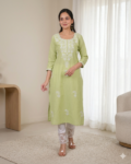 bhavini-light-green-white-embroidered-kurta-front-pose-indoor-lounge-casualwear
