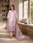bhavini-light-pink-multicolor-floral-suit-set-elegant-dupatta-front-view-modern-lounge-festivewear