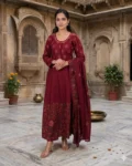 bhavini-maroon-floral-anarkali-suit-soft-pose-palace-courtyard-festivewear