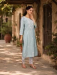 bhavini-powder-blue-white-embroidered-kurta-front-pose-city-balcony-daywear