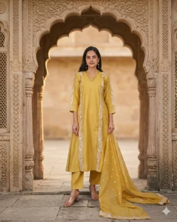 Yellow Kurta with Intricate Embroidery