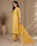 bhavini-mustard-yellow-white-embroidered-kurta-set-front-view-heritage-arch-location-festive-wear