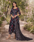 bhavini navy blue floral kurta set