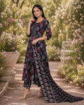 bhavini navy blue floral kurta set
