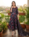 bhavini navy blue floral kurta set