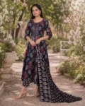 bhavini navy blue floral kurta set