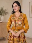 bhavini-mustard-multicolor-ikat-maxi-dress-standing-portrait-boutique-interior-casual-wear
