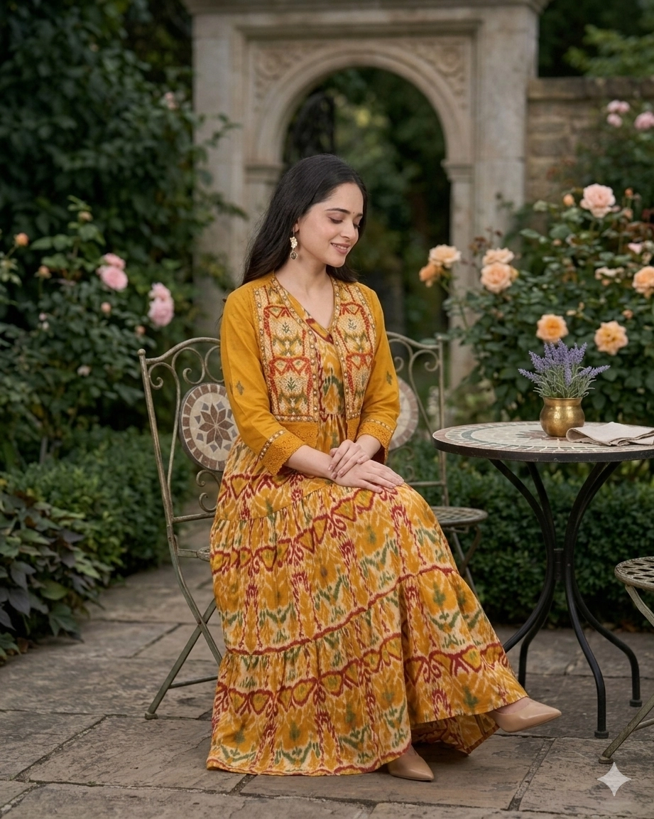 bhavini-mustard-multicolor-printed-maxi-dress-embroidered-seated-garden-festive-wear