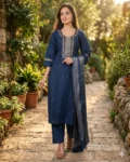 bhavini-navy-blue-embroidered-suit-frontwalk-garden-daywear