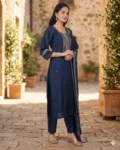 bhavini-navy-blue-embroidered-suit-frontwalk-garden-daywear