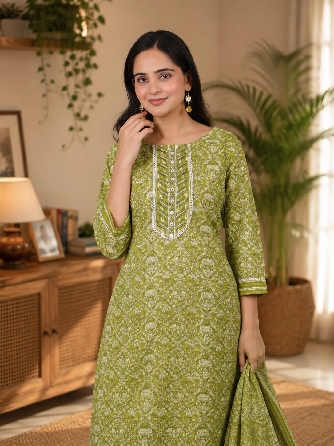 bhavini-green-white-printed-kurta-closeuppose-indoor-ethnicwear