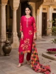 bhavini-pink-floral-printed-3-piece-kurta-set-dupatta-front-view-heritage-interior-festive-wear