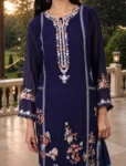 bhavini–Navy–White-Tie-Dye–Salwar-Suit–Floral-Embroidery–Front-View–Sunny-Dining-Room–Casual-Ethnic-Wear