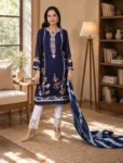 bhavini–Navy–White-Tie-Dye–Salwar-Suit–Floral-Embroidery–Front-View–Sunny-Dining-Room–Casual-Ethnic-Wear