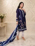 bhavini–Navy–White-Tie-Dye–Salwar-Suit–Floral-Embroidery–Front-View–Sunny-Dining-Room–Casual-Ethnic-Wear