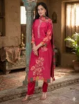 bhavini-pink-floral-printed-3-piece-kurta-set-dupatta-front-view-heritage-interior-festive-wear
