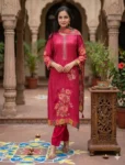 bhavini-pink-floral-printed-3-piece-kurta-set-dupatta-front-view-heritage-interior-festive-wear