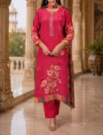 bhavini-pink-floral-printed-3-piece-kurta-set-dupatta-front-view-heritage-interior-festive-wear