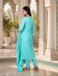 bhavini-aqua-blue-embroidered-kurta-set-dupatta-front-view-heritage-corridor-festive-wear