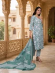 bhavini-aqua-green-white-floral-kurta-set-elegant-pose-royal-archway-occasionwear