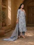 bhavini-powder-blue-beige-floral-kurta-set-front-view-royal-archway-festivewear