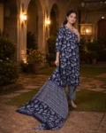 bhavini-navy-blue-floral-kurta-set-front-view-minimal-studio-ethnicwear