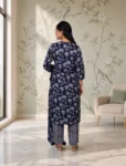 bhavini-navy-blue-floral-print-kurta-set-dupatta-front-view-sunset-garden-evening-occasion