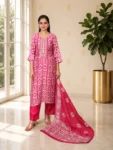bhavini-fuchsia-white-tribal-pattern-salwar-set-elegant-pose-royal-courtyard-festivewear