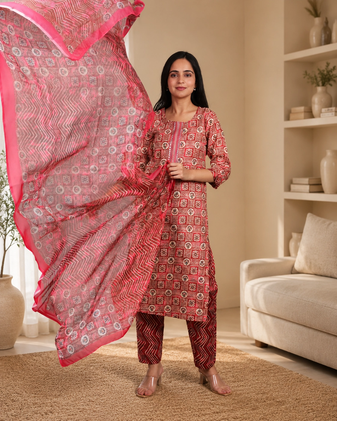 bhavini-red-cream-geometric-printed-salwar-set-dupatta-motion-modern-livingroom-casualwear