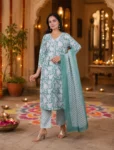 bhavini-sea-green-white-floral-suit-set-striped-dupatta-front-view-heritage-courtyard-ethnicwear