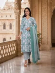 bhavini-aqua-green-white-floral-kurta-set-elegant-pose-royal-archway-occasionwear