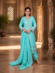 bhavini-aqua-blue-embroidered-salwar-set-side-pose-royal-palace-daywear