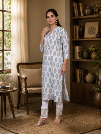 Blue Printed Kurti for Women