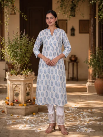 Blue Printed Kurti for Women