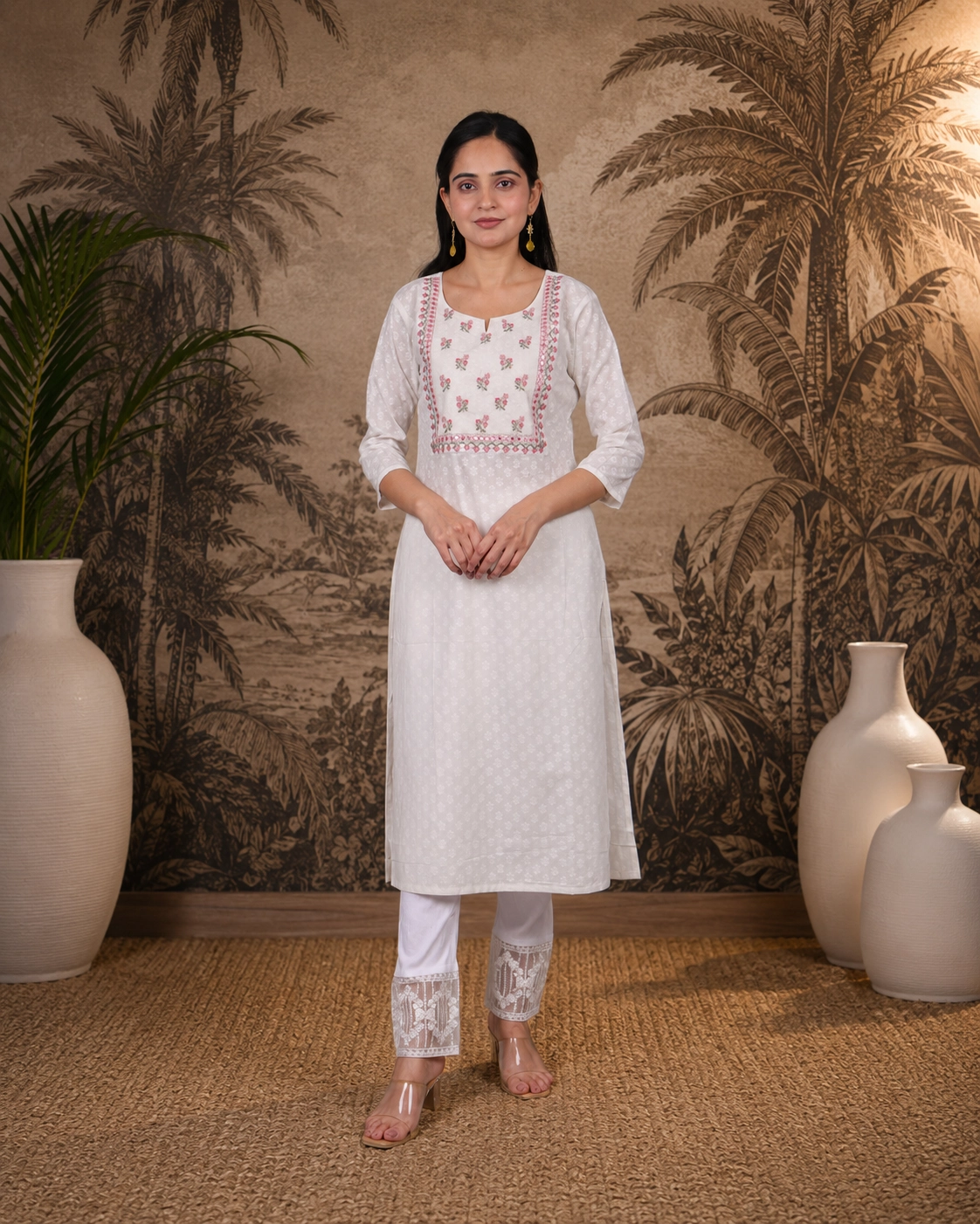 bhavini-white-pink-embroidered-kurta-front-view-tropical-backdrop-ethnicwear