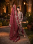 bhavini-beige-maroon-floral-kurta-closeup-pose-palace-night-festivewear