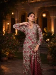 bhavini-beige-maroon-floral-kurta-closeup-pose-palace-night-festivewear