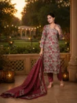 bhavini-beige-maroon-floral-kurta-closeup-pose-palace-night-festivewear