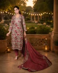 bhavini-beige-maroon-floral-kurta-closeup-pose-palace-night-festivewear