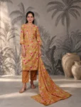 Mustard Floral Printed Kurta Set with Dupatta for Women | House of Bhavini