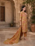 bhavini-mustard-yellow-floral-kurta-set-dupatta-front-view-tropical-studio-festivewear