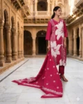bhavini-pink-white-floral-kurta-set-front-view-palace-courtyard-festivewear