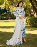 Elegant White & Blue Floral Printed Ethnic Suit Set