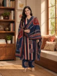 bhavini–navy-blue–rust-printed–kurta-set–front-pose–heritage-staircase–festive-ethnicwear