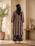 bhavini–navy-blue–rust-printed–kurta-set–front-pose–heritage-staircase–festive-ethnicwear